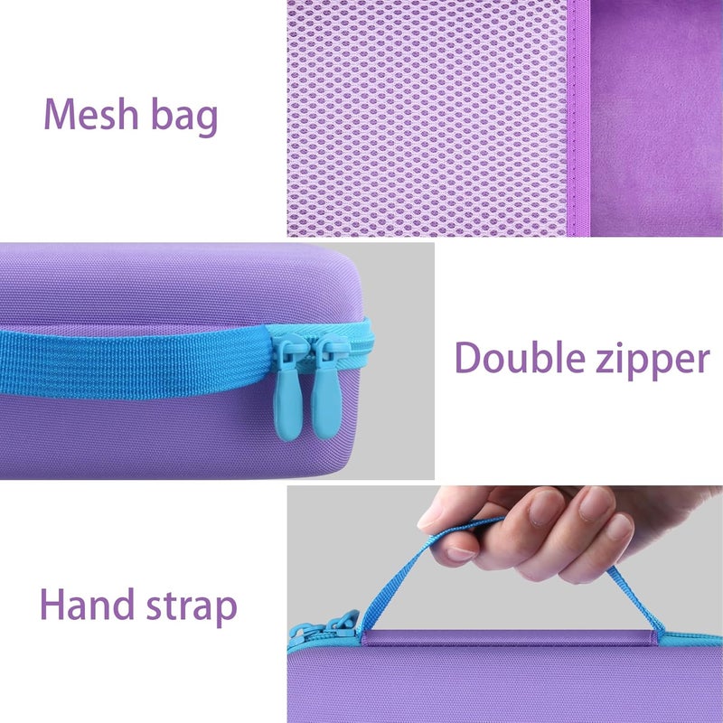 Baval Case Compatible with 3Doodler Start+ Essentials/3Doodler Flow 3D Printing Pen,Storage Holder for 3D Pen PLA Filament and Charger (Purple Case,Blue Zipper) - Image 4